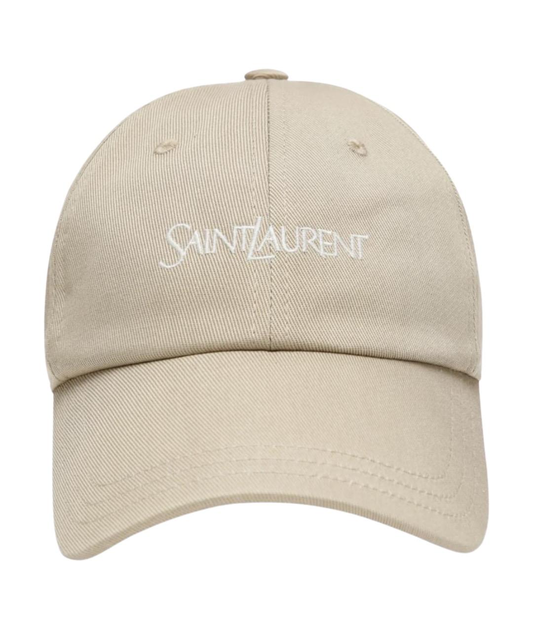 SAINT LAURENT Бежевая хлопковая кепка, фото 1