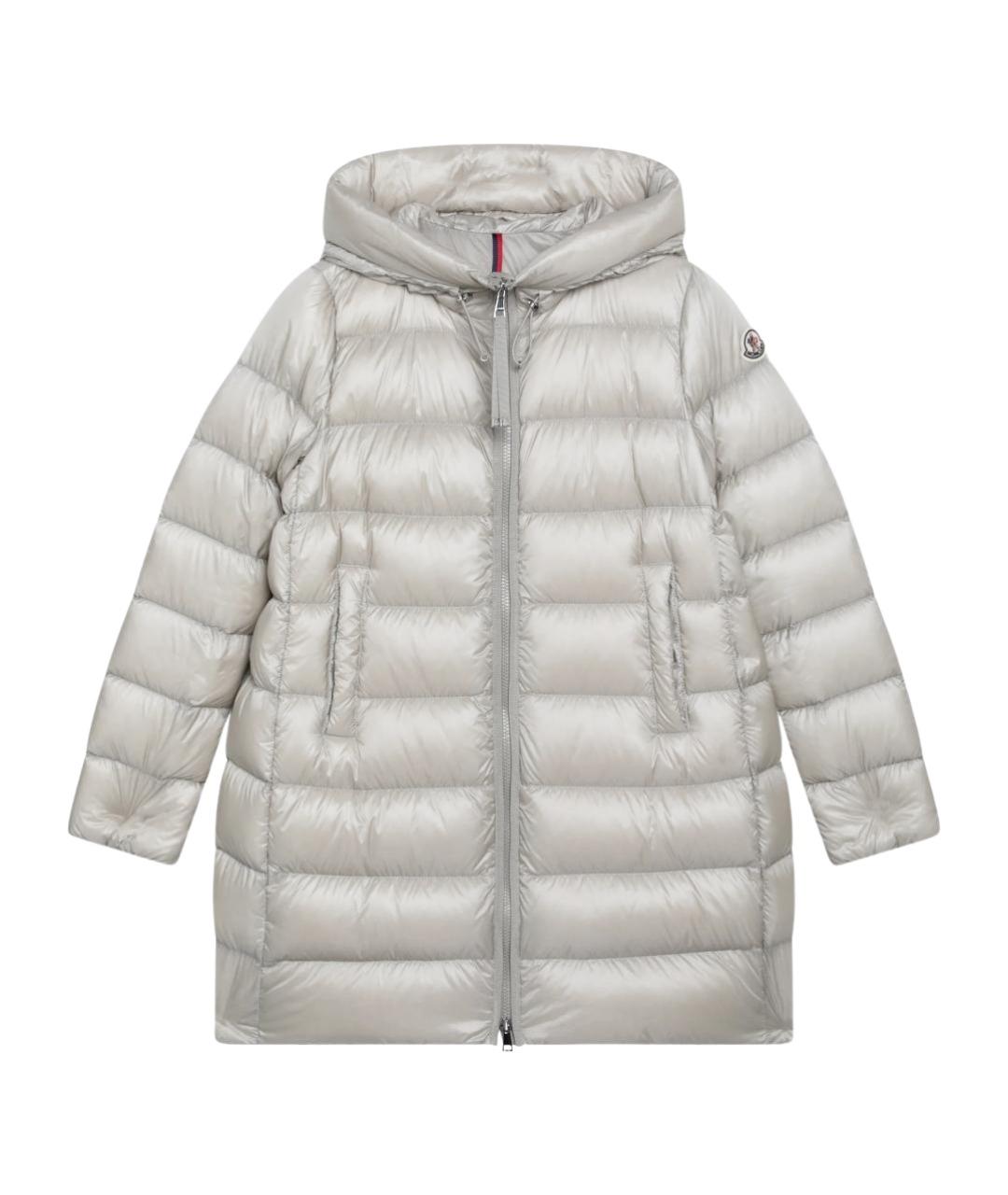 MONCLER Бежевый полиамидовый пуховик, фото 1