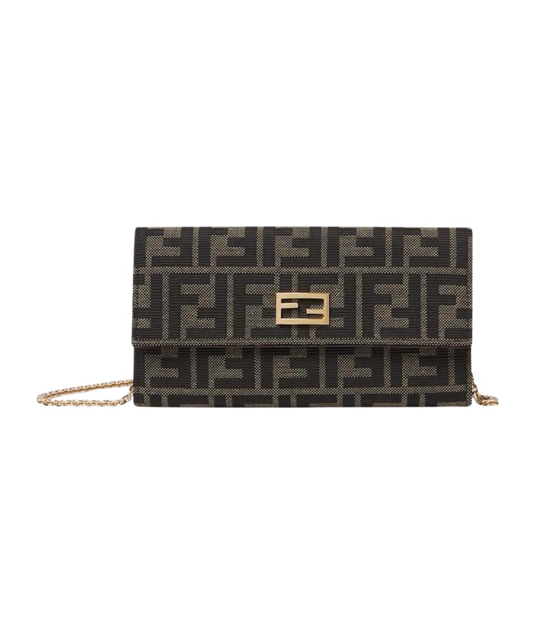 FENDI Коричневая тканевая сумка через плечо, фото 1