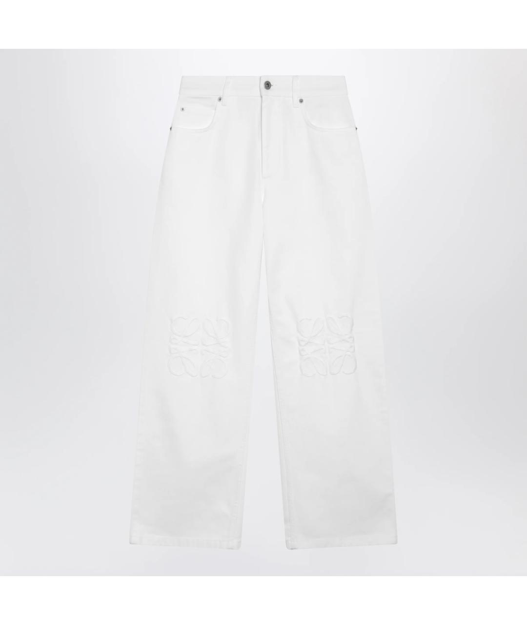 LOEWE Белые хлопковые прямые брюки, фото 3