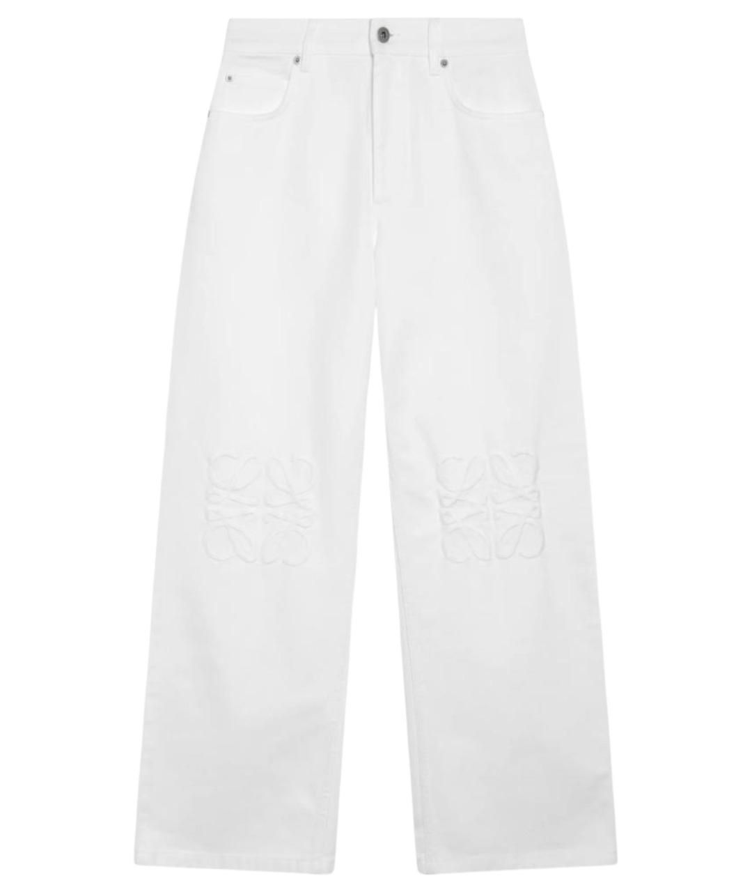 LOEWE Белые хлопковые прямые брюки, фото 1