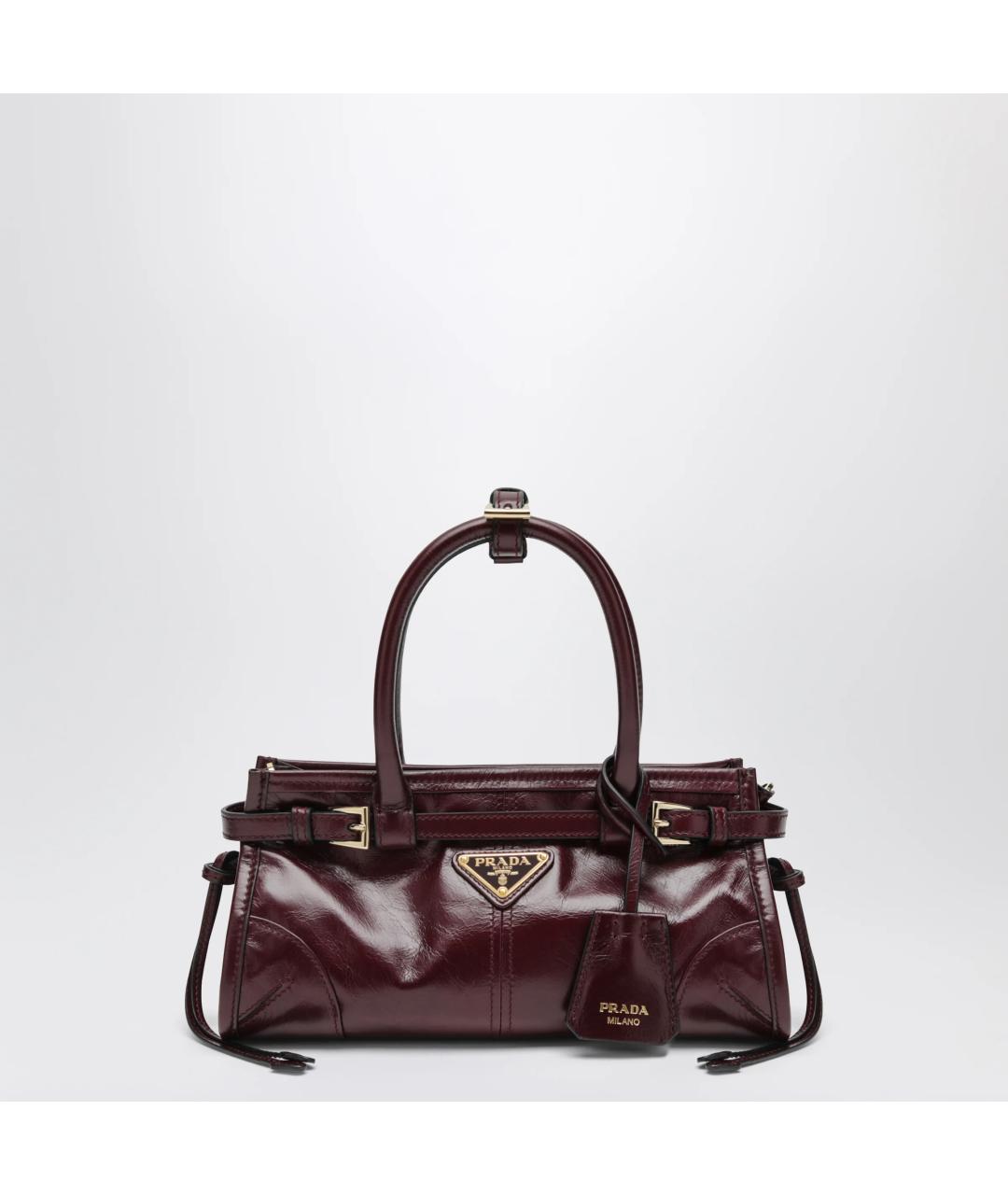 PRADA Бордовая кожаная сумка тоут, фото 3