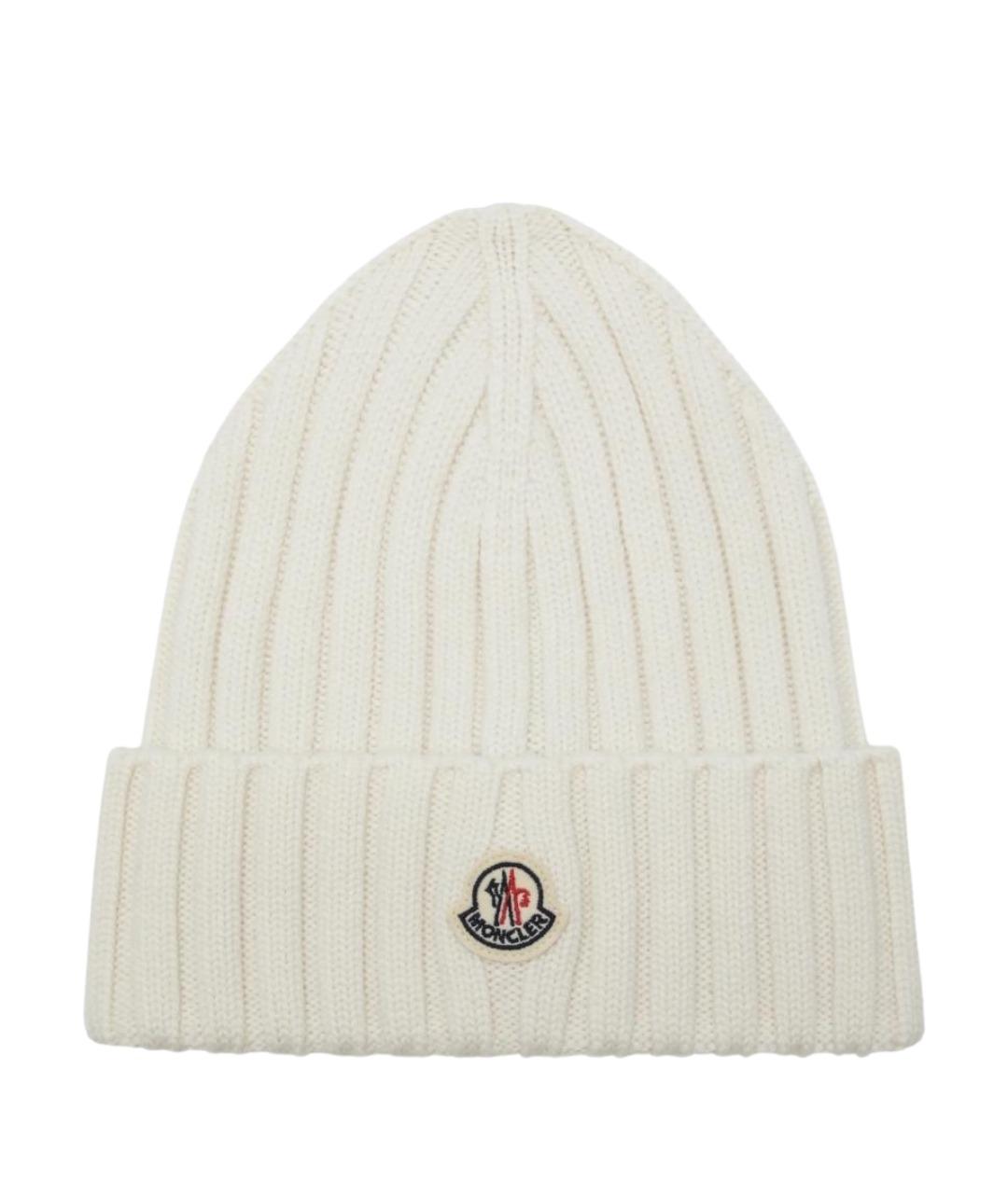 MONCLER Белая шерстяная шапка, фото 1