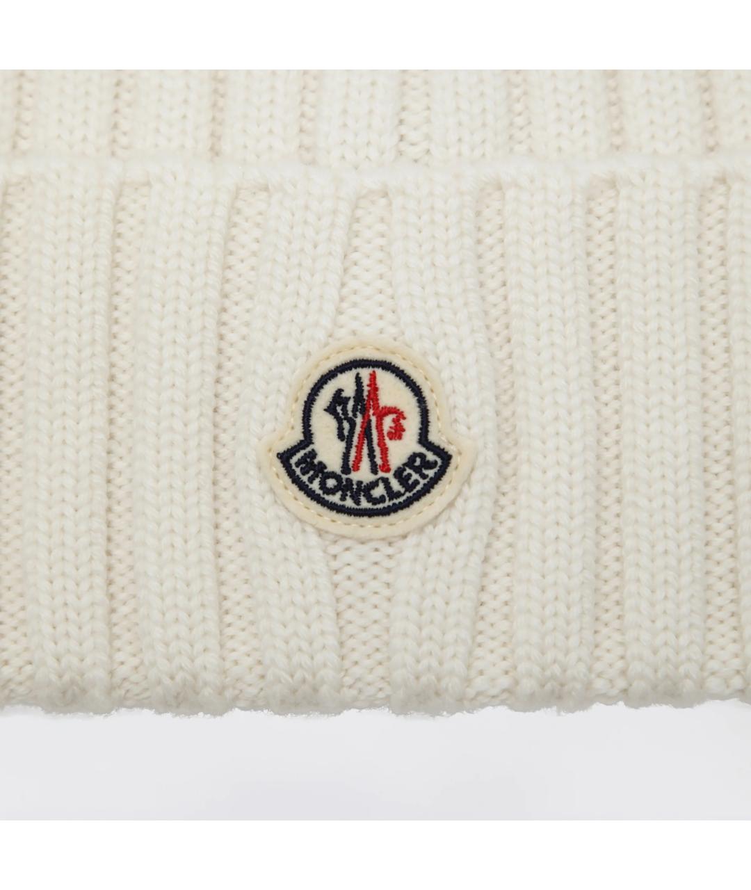 MONCLER Белая шерстяная шапка, фото 2
