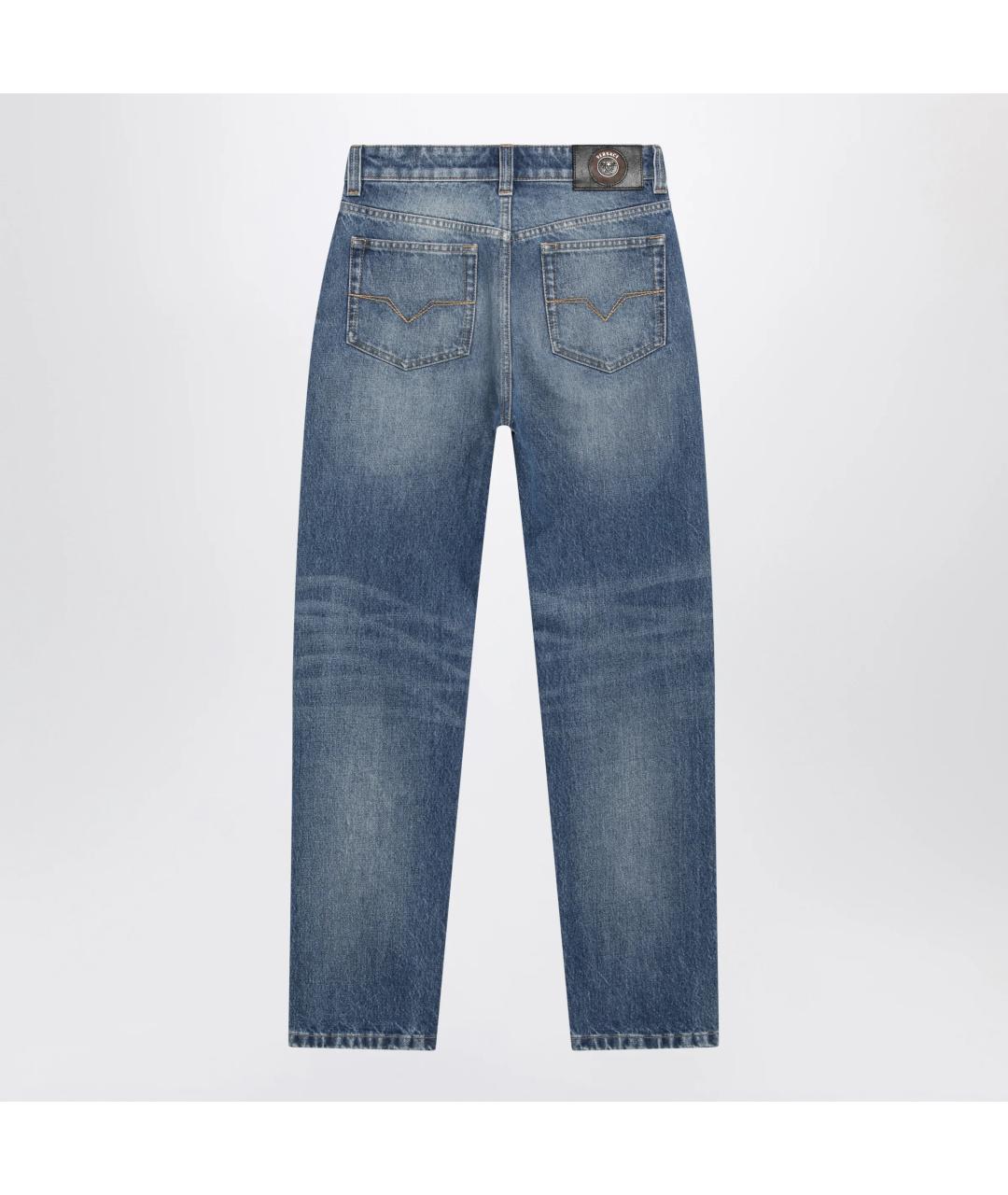 VERSACE Голубые хлопковые прямые джинсы, фото 2