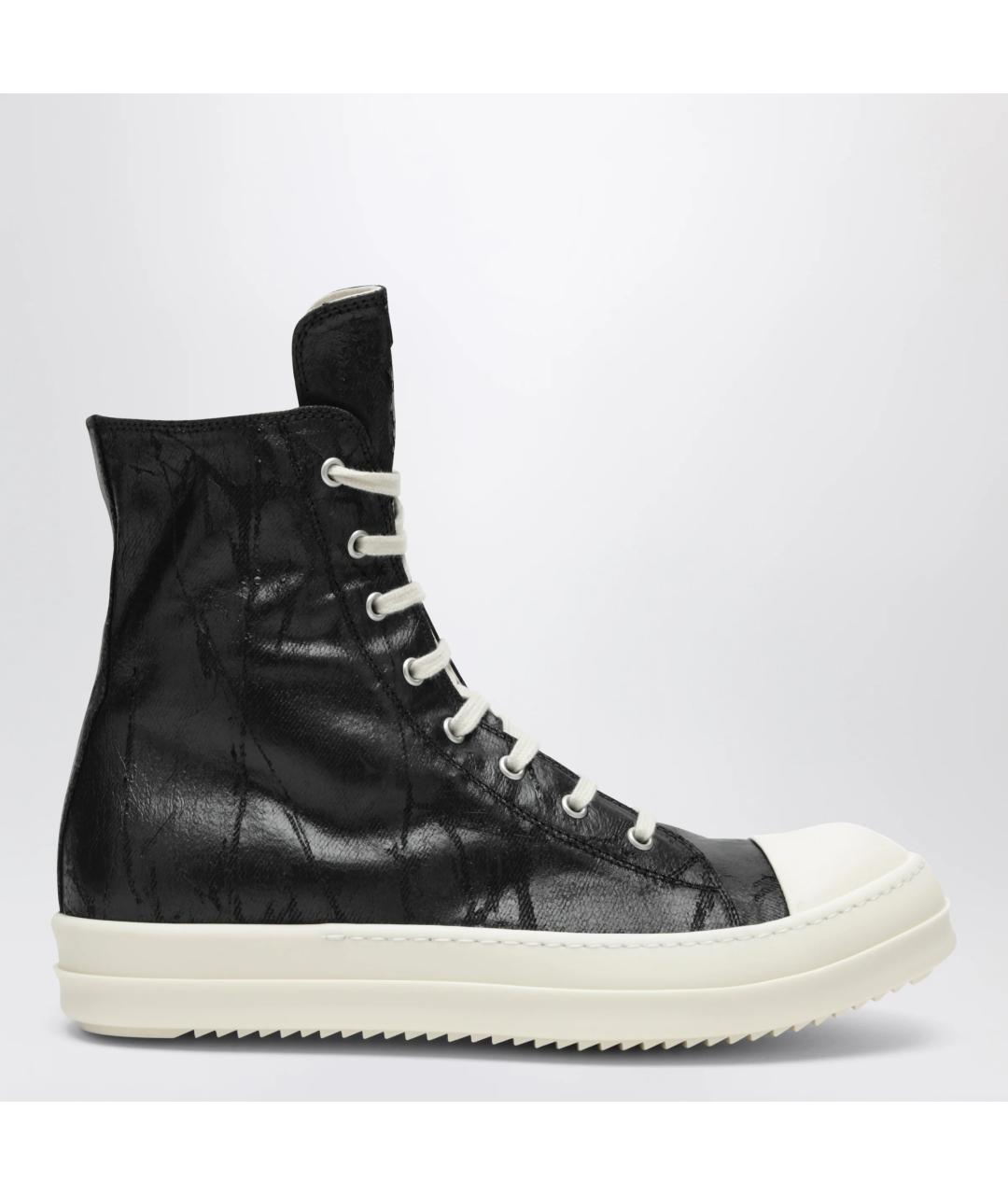 RICK OWENS DRKSHDW Черные текстильные высокие кроссовки / кеды, фото 3