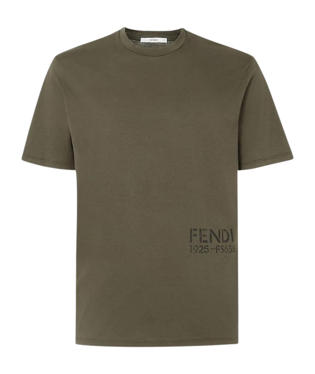FENDI Зеленая хлопковая футболка, фото 1