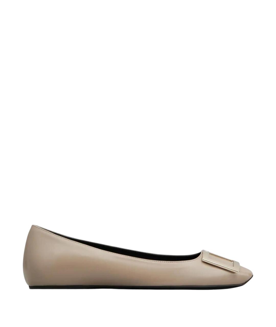 ROGER VIVIER Бежевые кожаные балетки, фото 1