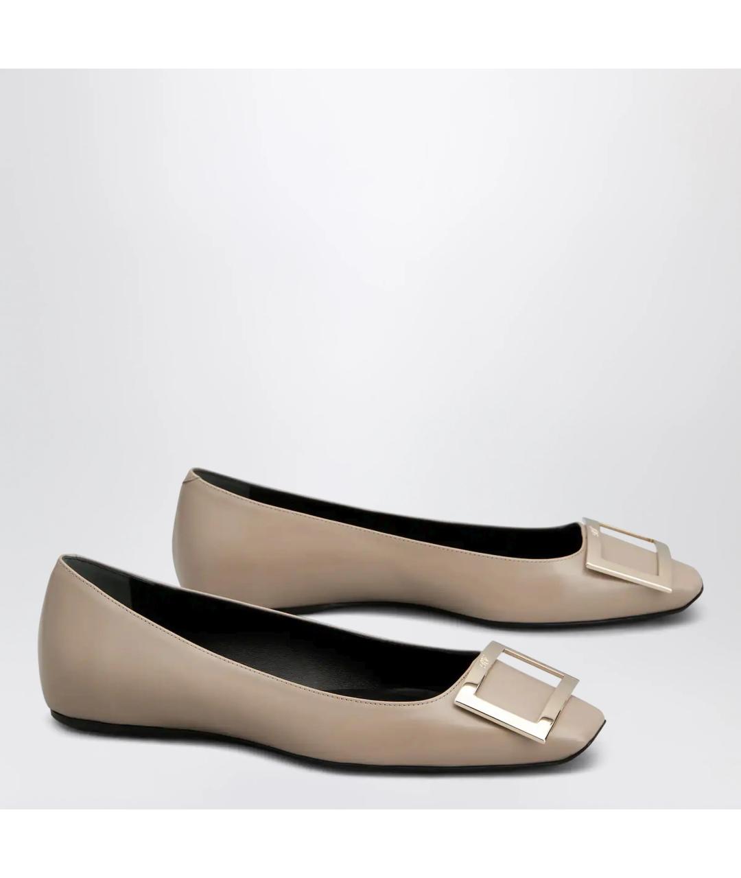 ROGER VIVIER Бежевые кожаные балетки, фото 2