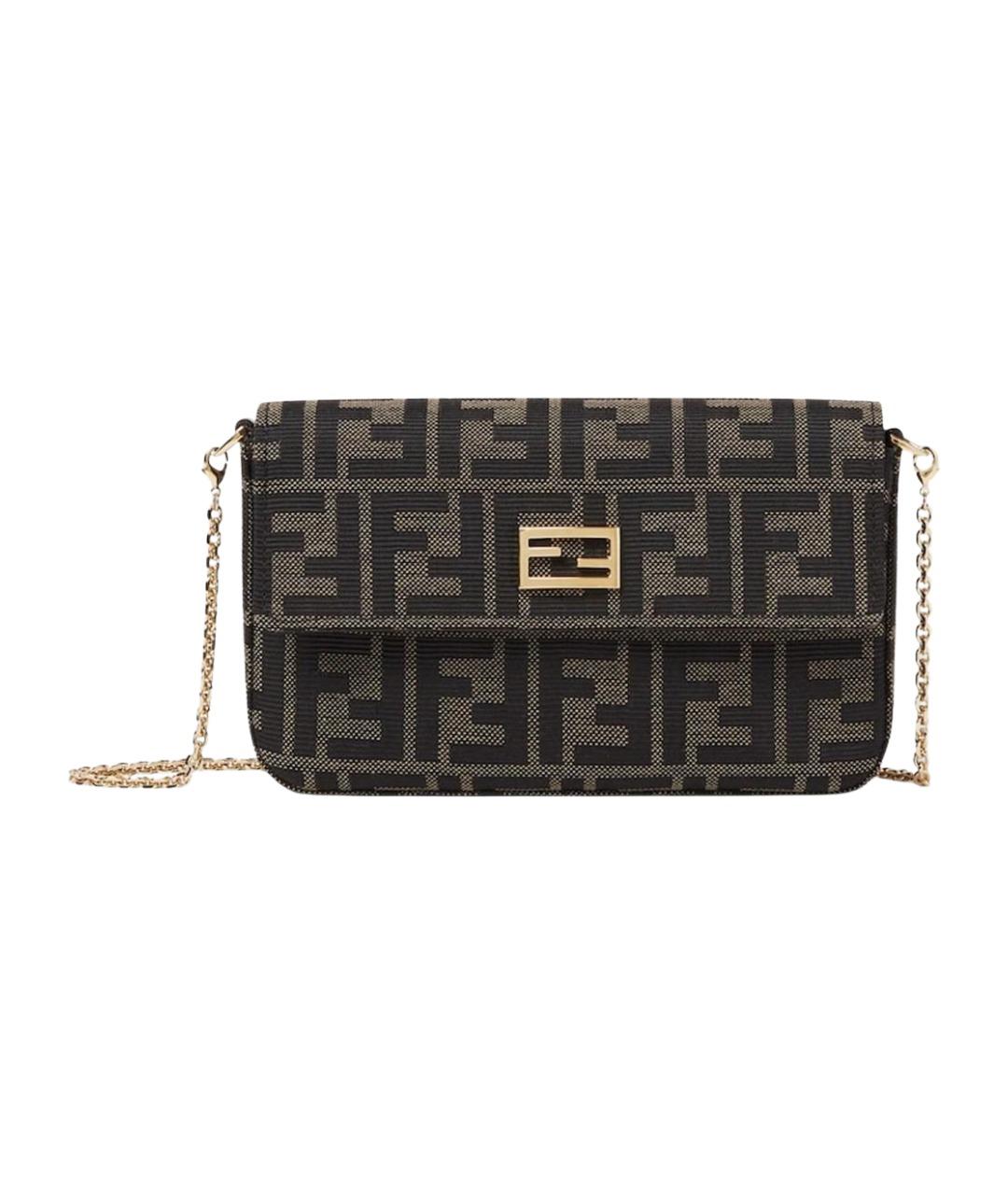 FENDI Коричневая тканевая сумка через плечо, фото 1