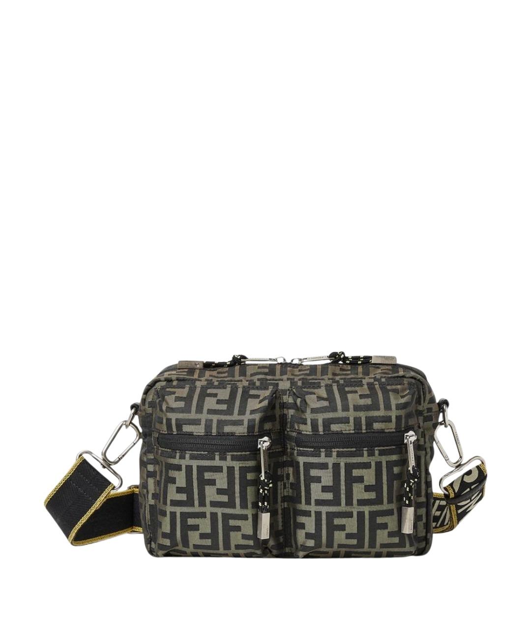 FENDI Коричневая тканевая сумка на плечо, фото 1