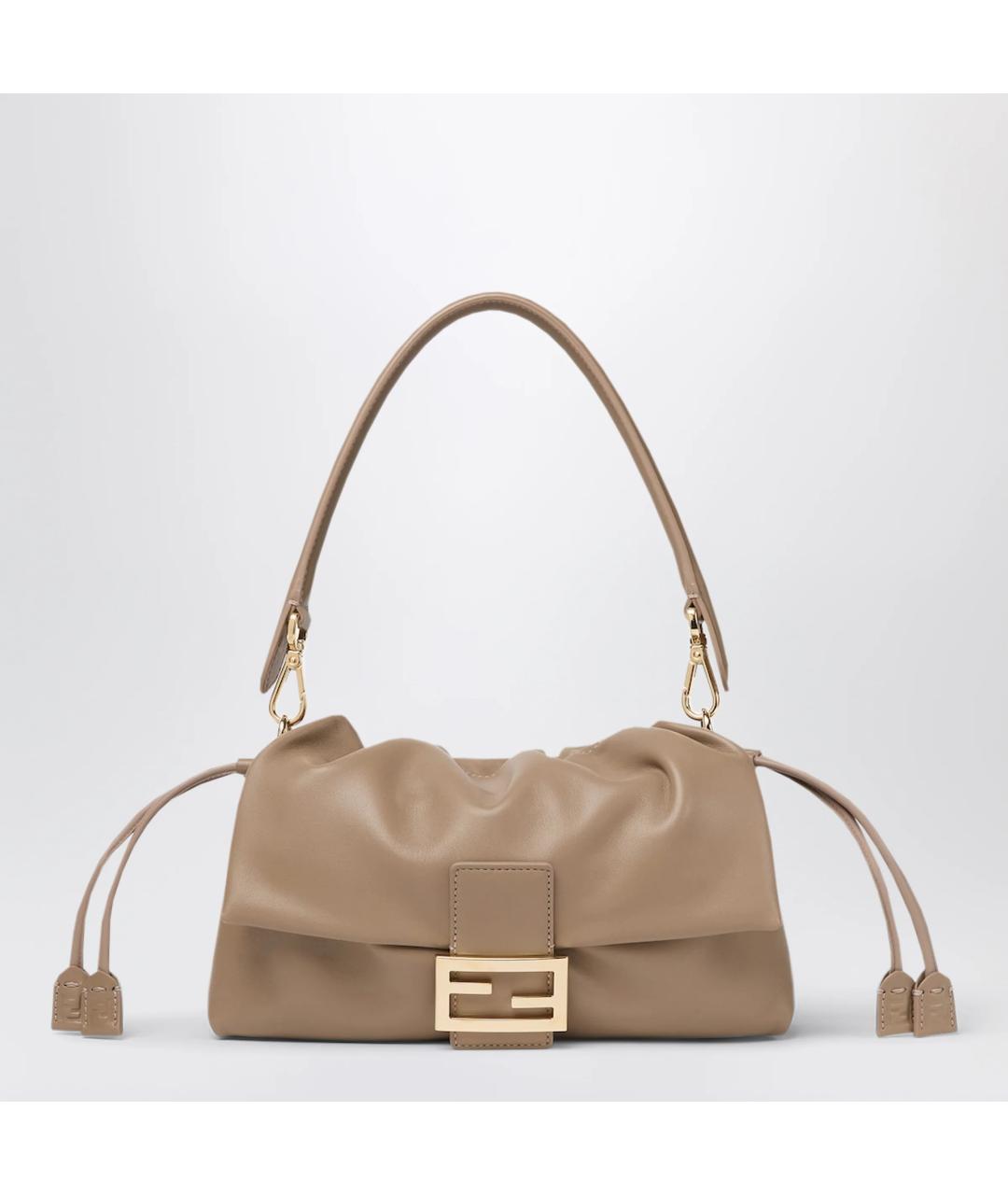 FENDI Бежевая кожаная сумка через плечо, фото 3