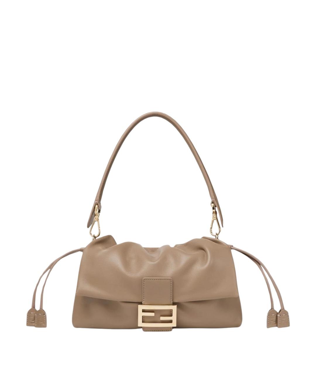 FENDI Бежевая кожаная сумка через плечо, фото 1