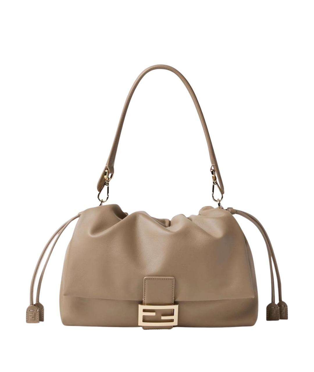 FENDI Бежевая кожаная сумка через плечо, фото 1
