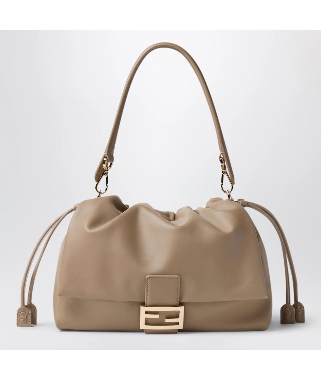 FENDI Бежевая кожаная сумка через плечо, фото 3