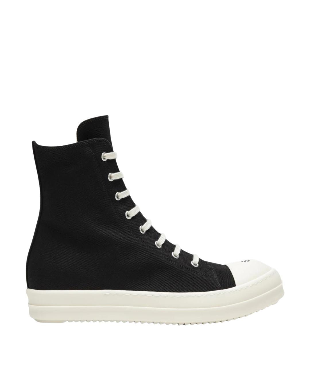 RICK OWENS DRKSHDW Черные текстильные высокие кроссовки / кеды, фото 1