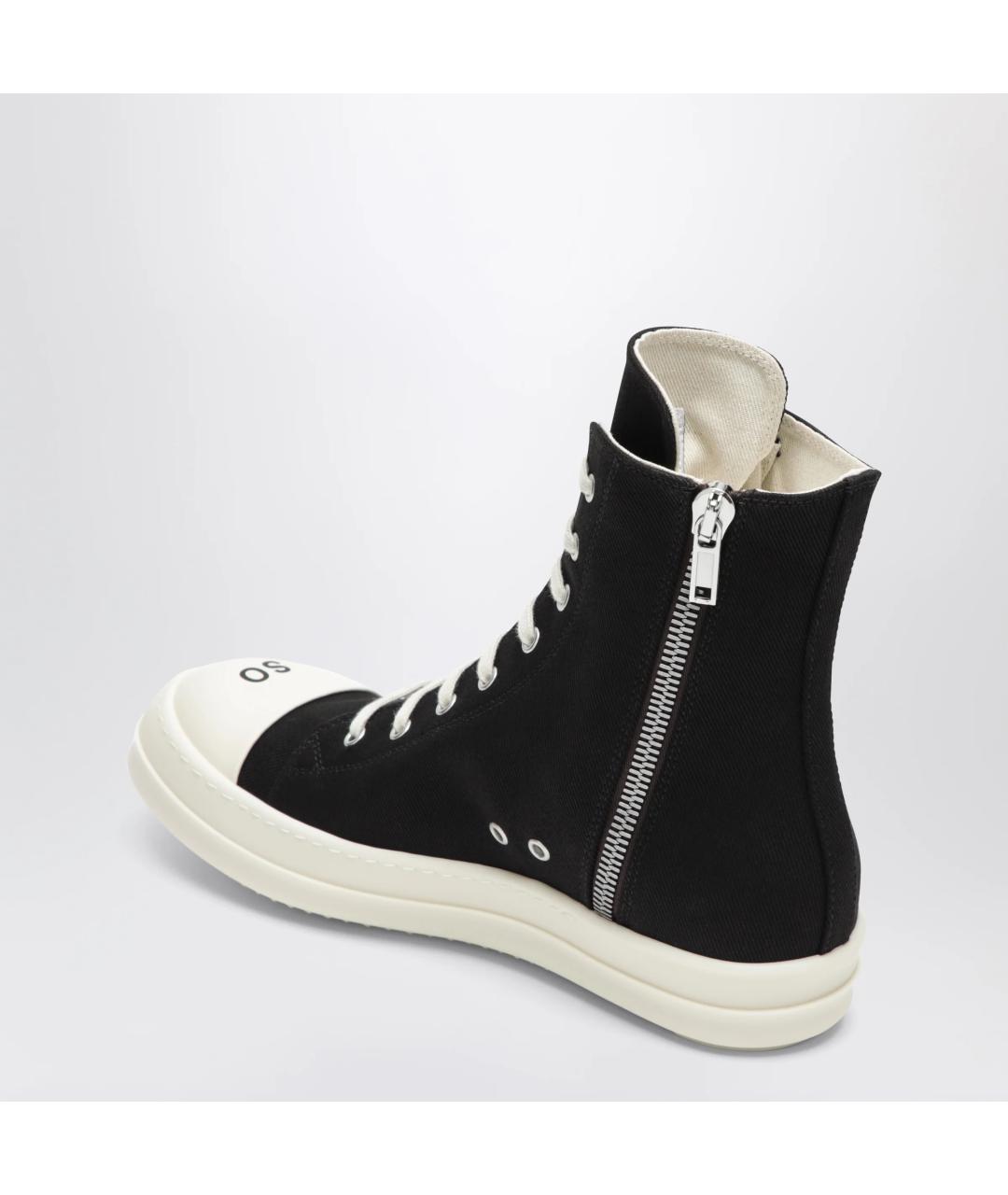 RICK OWENS DRKSHDW Черные текстильные высокие кроссовки / кеды, фото 2