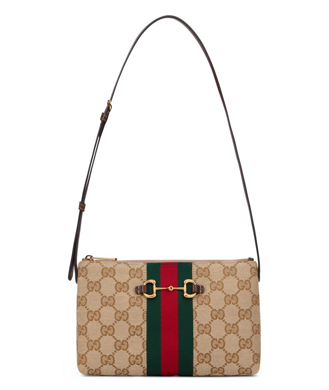 GUCCI Коричневая сумка через плечо из канвы, фото 1