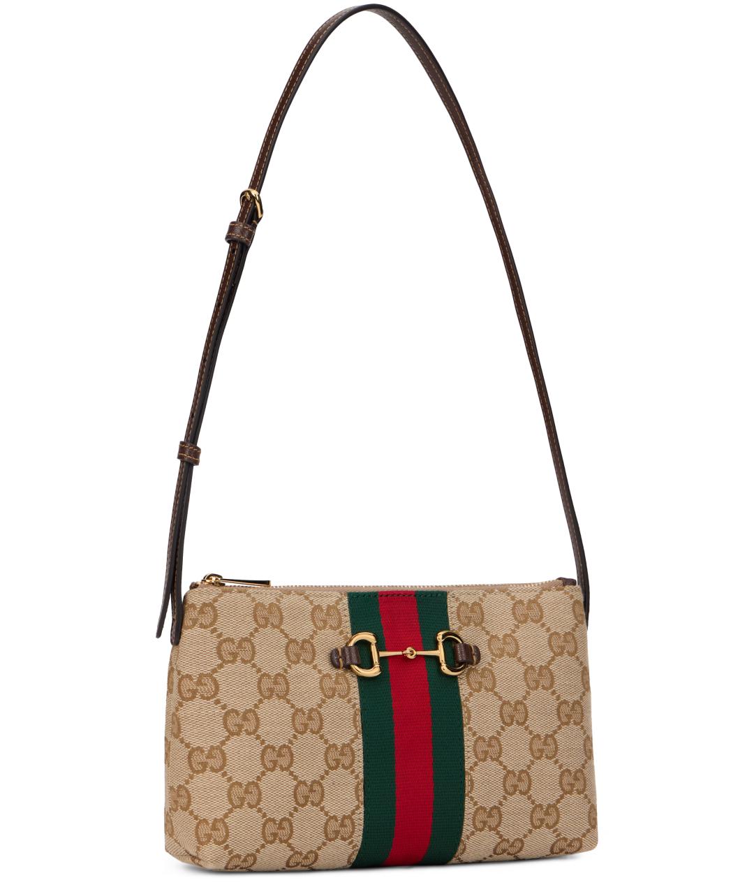 GUCCI Коричневая сумка через плечо из канвы, фото 2