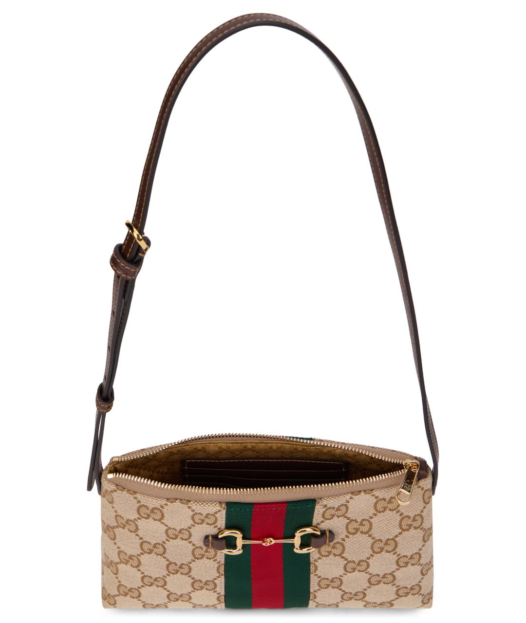 GUCCI Коричневая сумка через плечо из канвы, фото 4