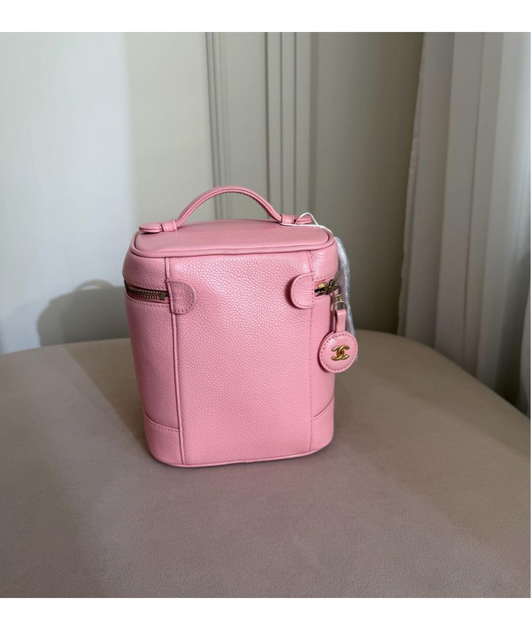 CHANEL Розовая кожаная сумка с короткими ручками, фото 2