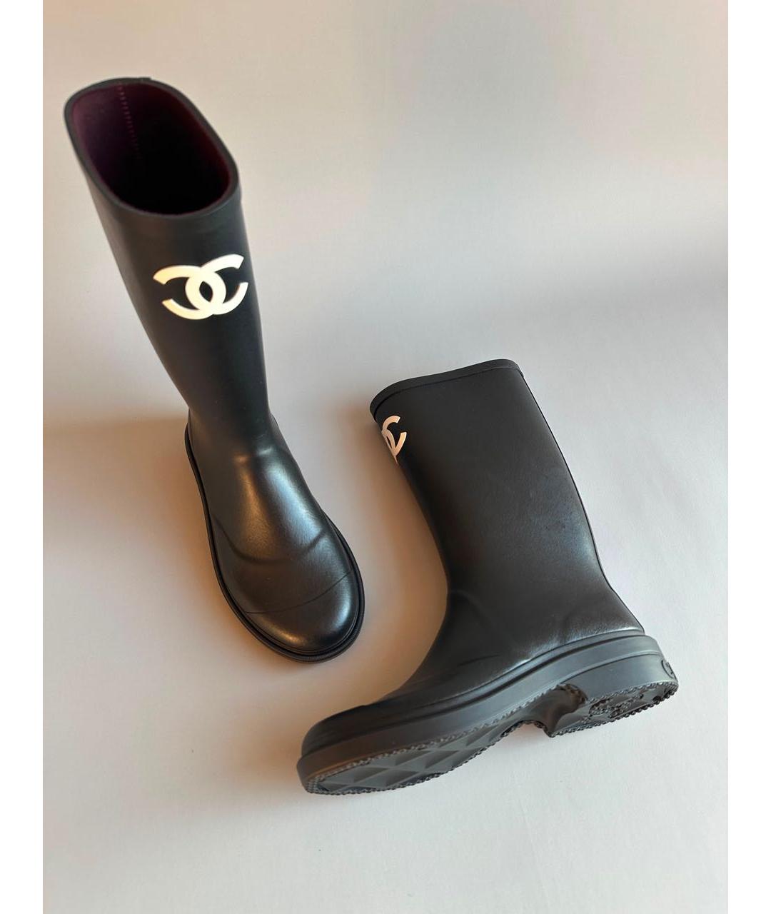 CHANEL Черные резиновые сапоги, фото 4