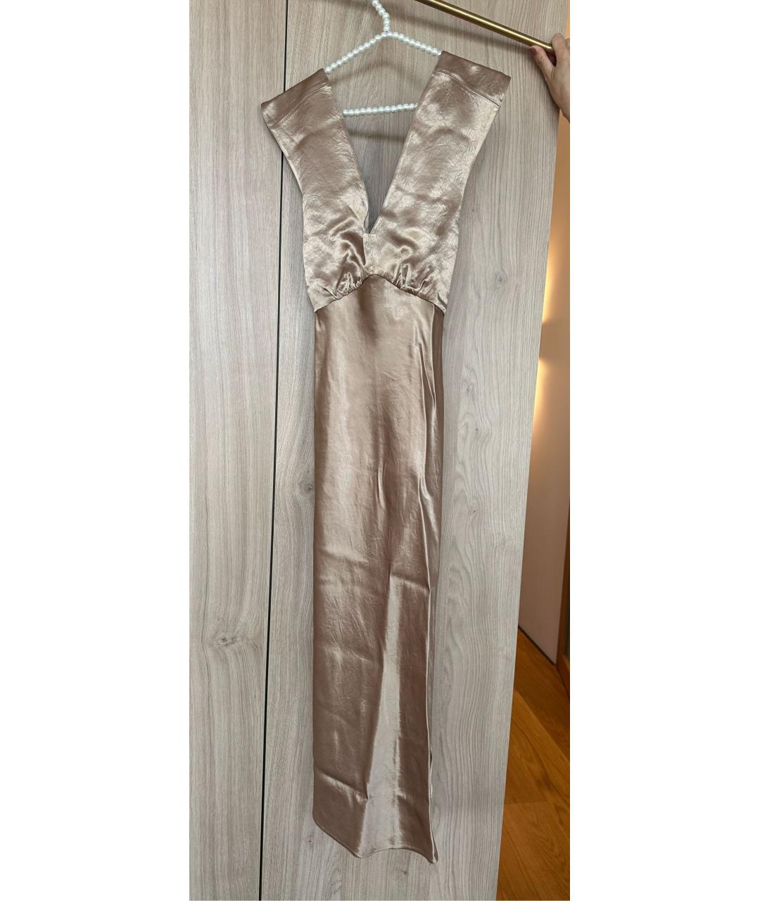 'S MAX MARA Золотое полиэстеровое коктейльное платье, фото 7