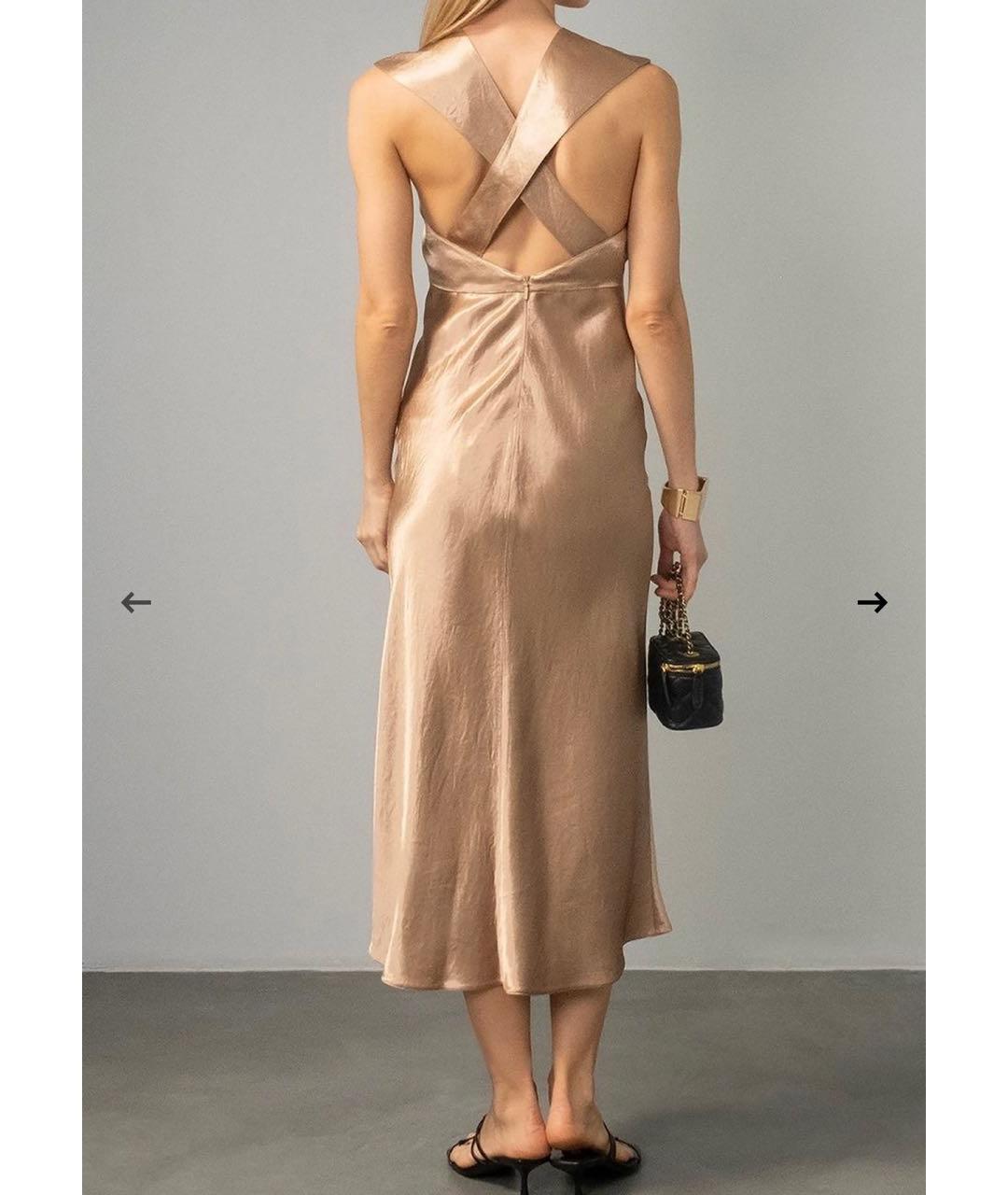 'S MAX MARA Золотое полиэстеровое коктейльное платье, фото 3