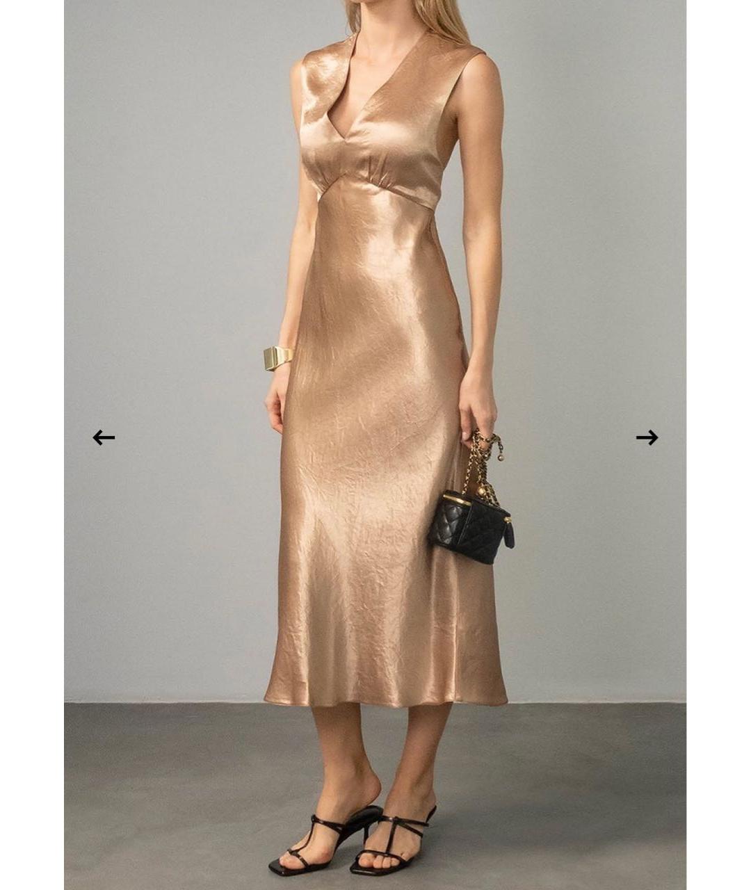 'S MAX MARA Золотое полиэстеровое коктейльное платье, фото 2