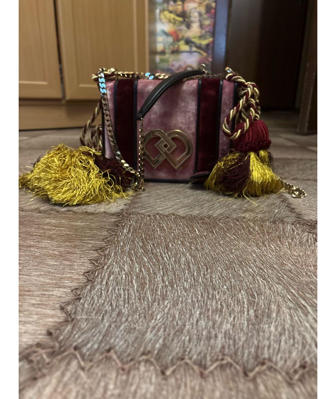 DSQUARED2 Коралловая бархатная сумка через плечо, фото 5