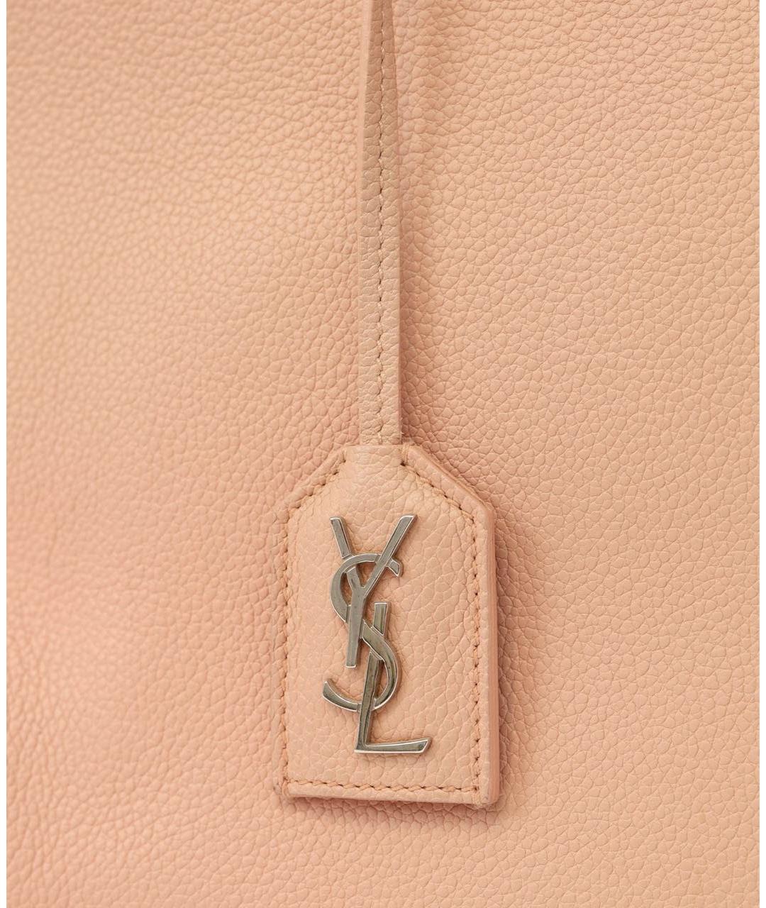SAINT LAURENT Розовая кожаная сумка с короткими ручками, фото 5