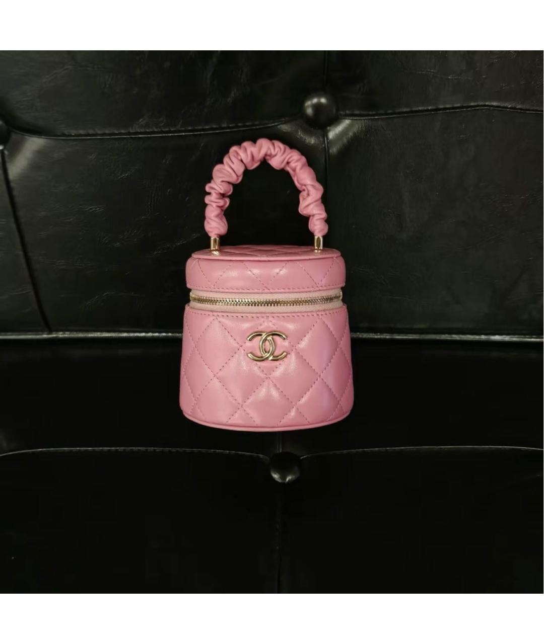 CHANEL Розовая кожаная сумка с короткими ручками, фото 7
