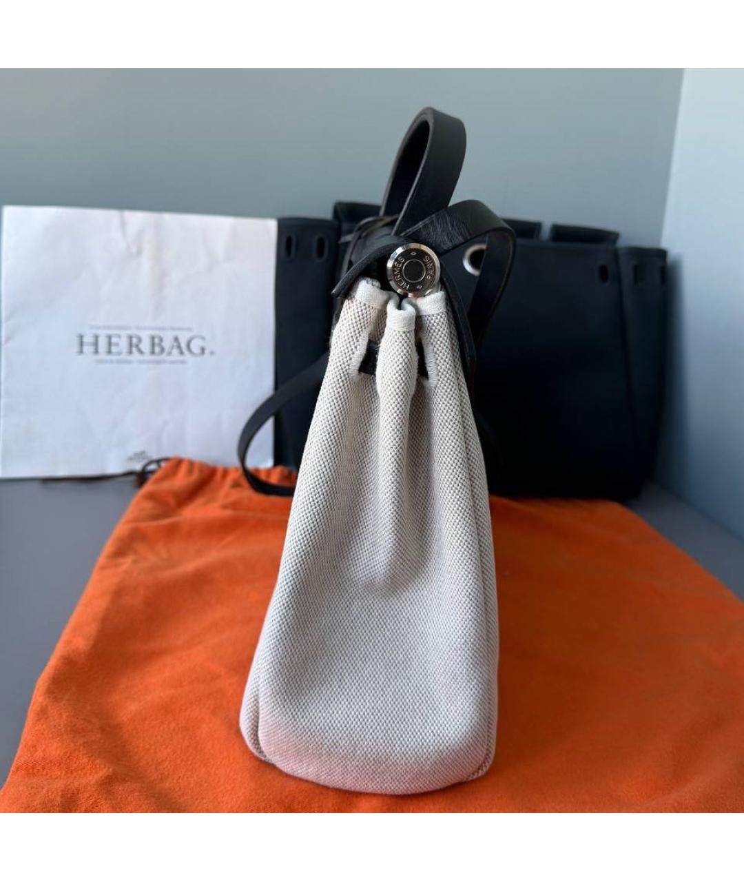 HERMES Черная кожаная сумка тоут, фото 5