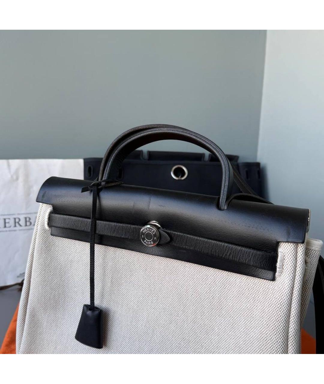 HERMES Черная кожаная сумка тоут, фото 3