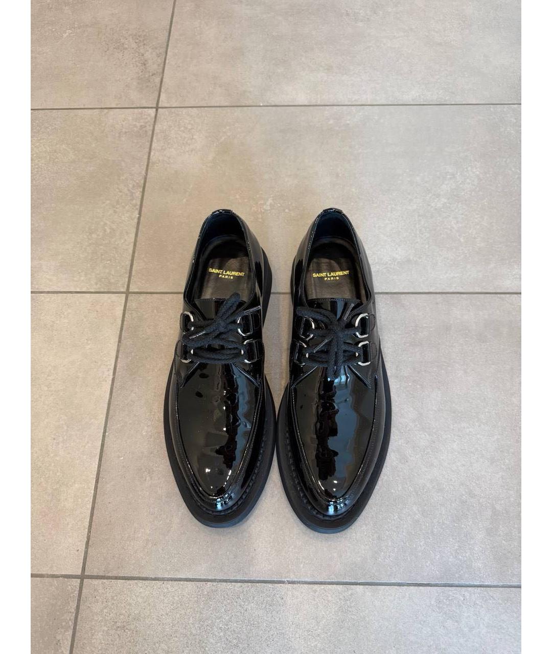 SAINT LAURENT Черные кожаные низкие ботинки, фото 3