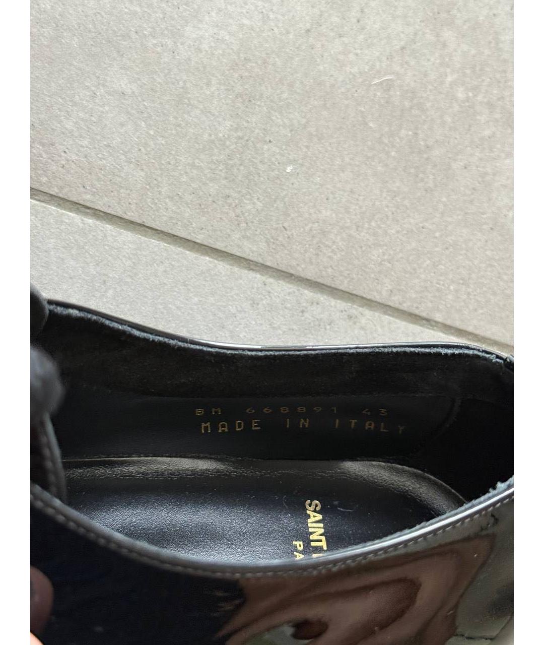 SAINT LAURENT Черные кожаные низкие ботинки, фото 5