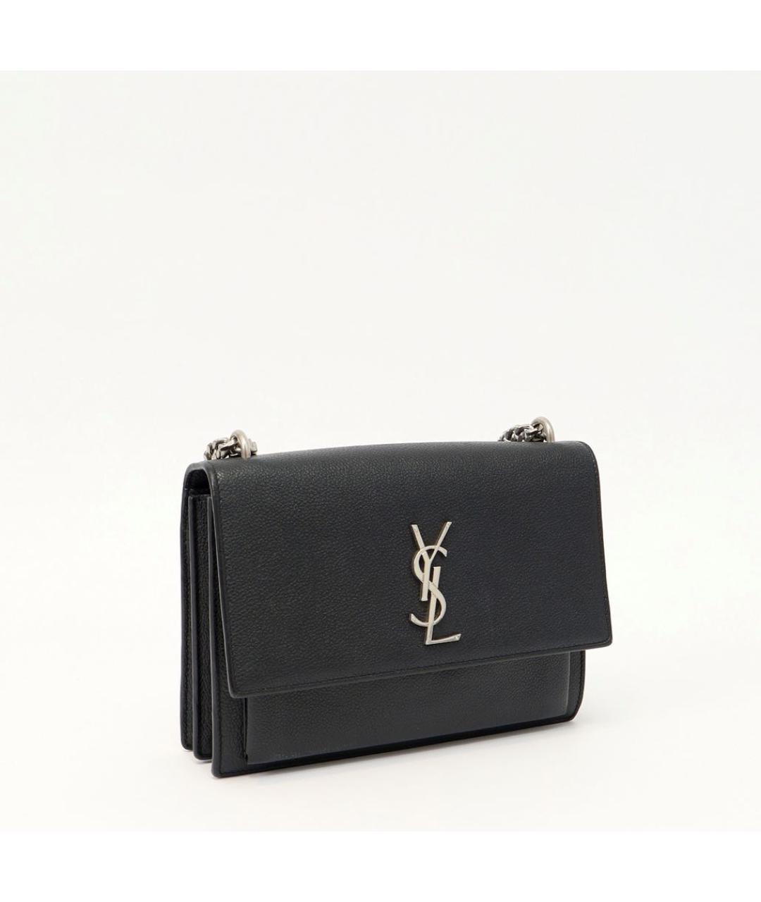SAINT LAURENT Черная кожаная сумка через плечо, фото 2