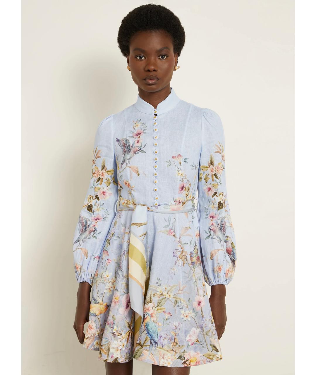ZIMMERMANN Голубое льняное коктейльное платье, фото 7