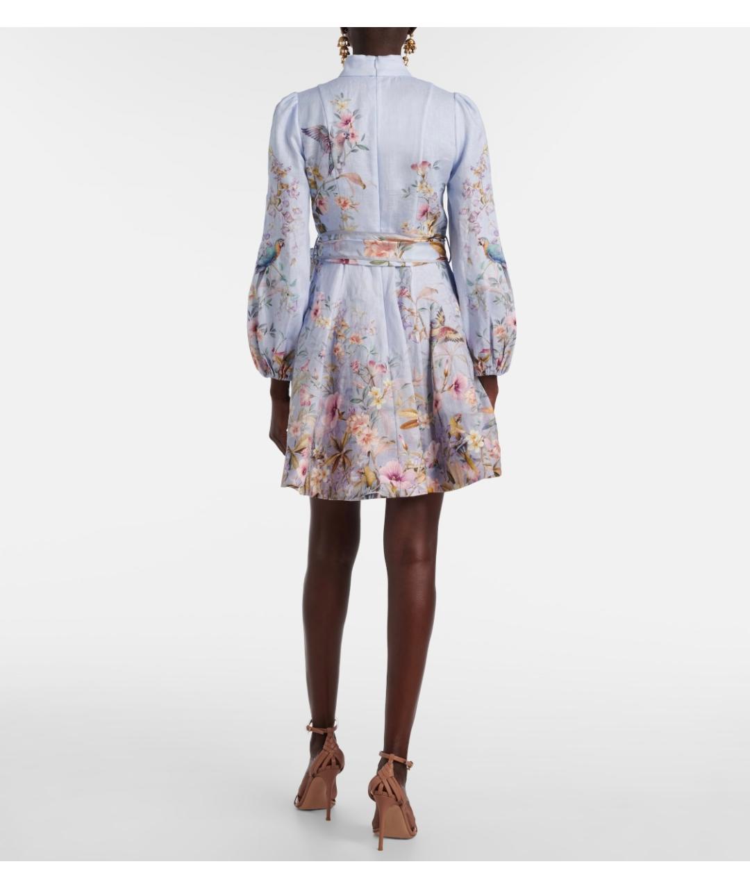 ZIMMERMANN Голубое льняное коктейльное платье, фото 6