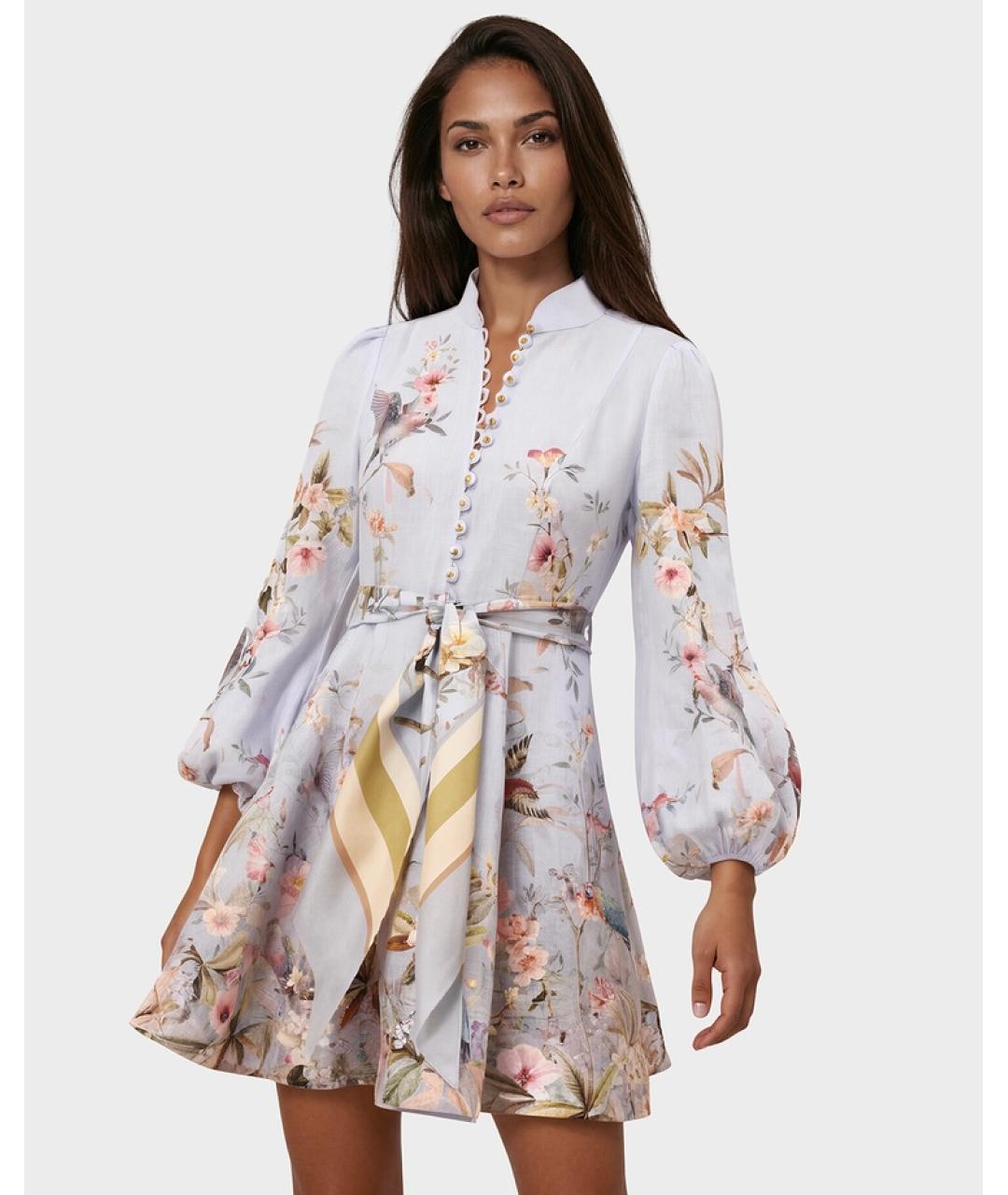 ZIMMERMANN Голубое льняное коктейльное платье, фото 2