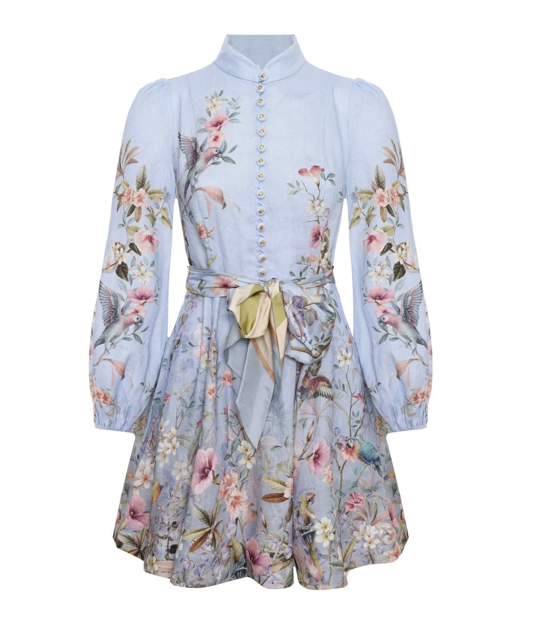 ZIMMERMANN Голубое льняное коктейльное платье, фото 10