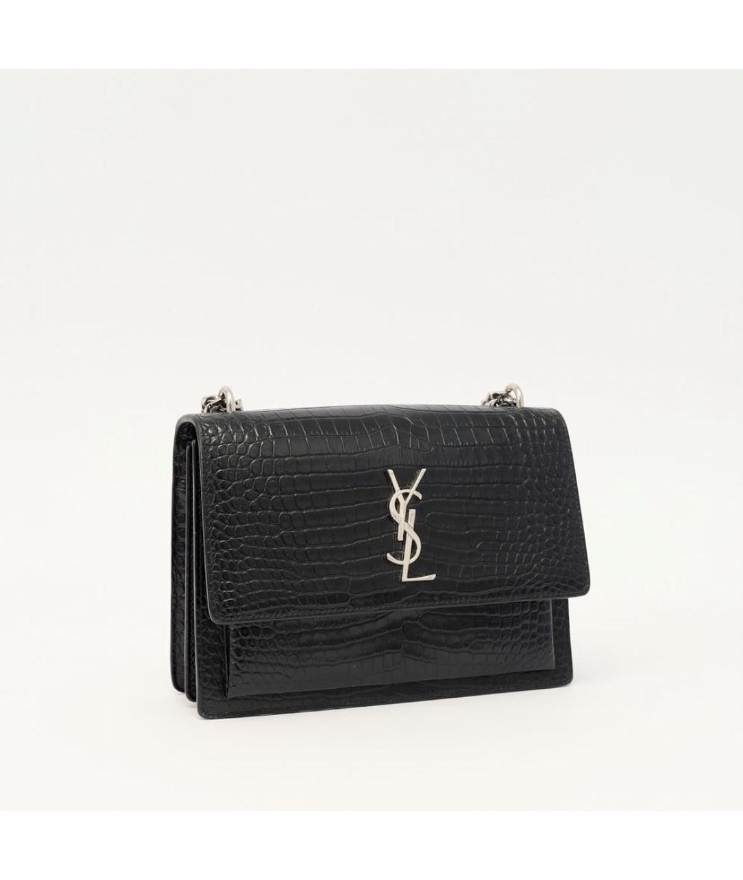 SAINT LAURENT Черная кожаная сумка через плечо, фото 2