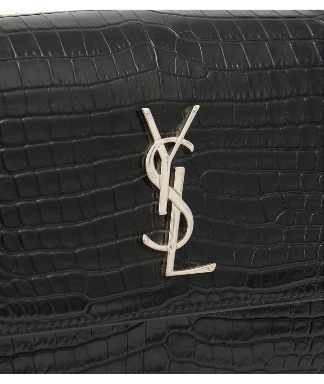 SAINT LAURENT Черная кожаная сумка через плечо, фото 6