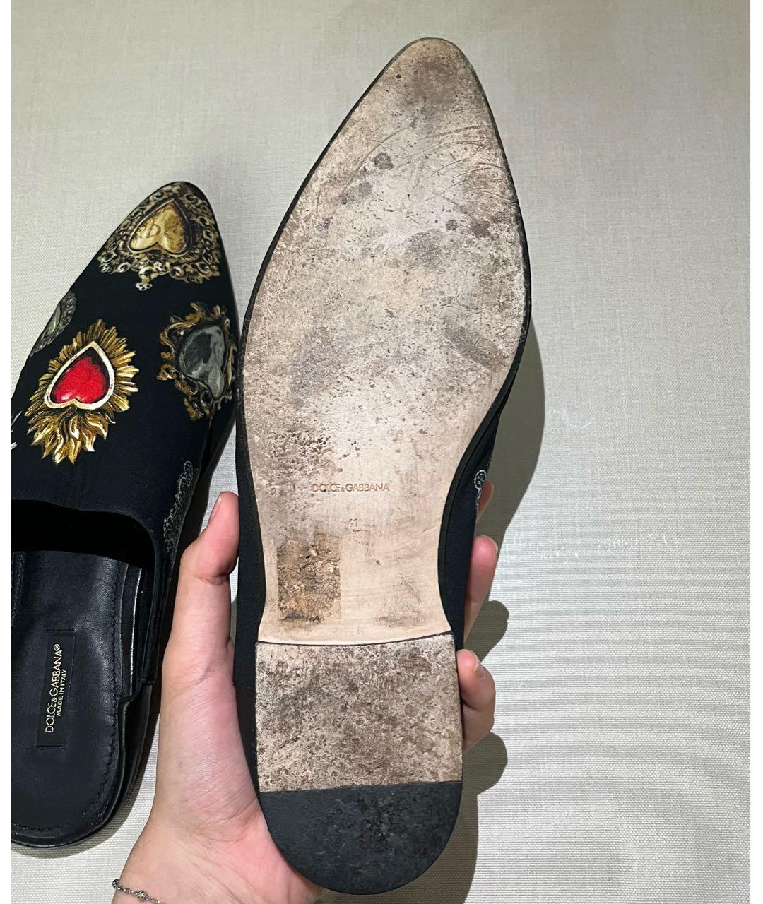 DOLCE&GABBANA Черные текстильные мюли, фото 6