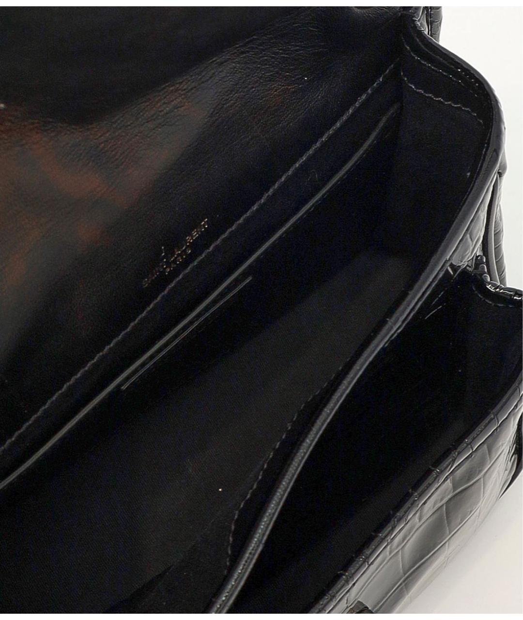 SAINT LAURENT Черная сумка через плечо из лакированной кожи, фото 4