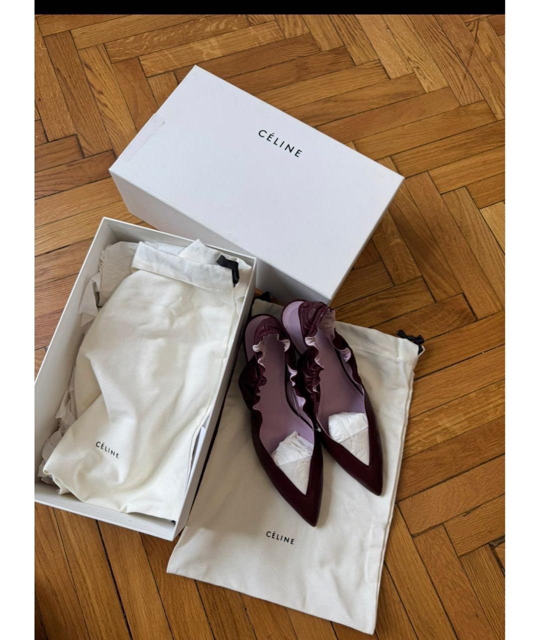 CELINE Бордовые кожаные туфли, фото 6
