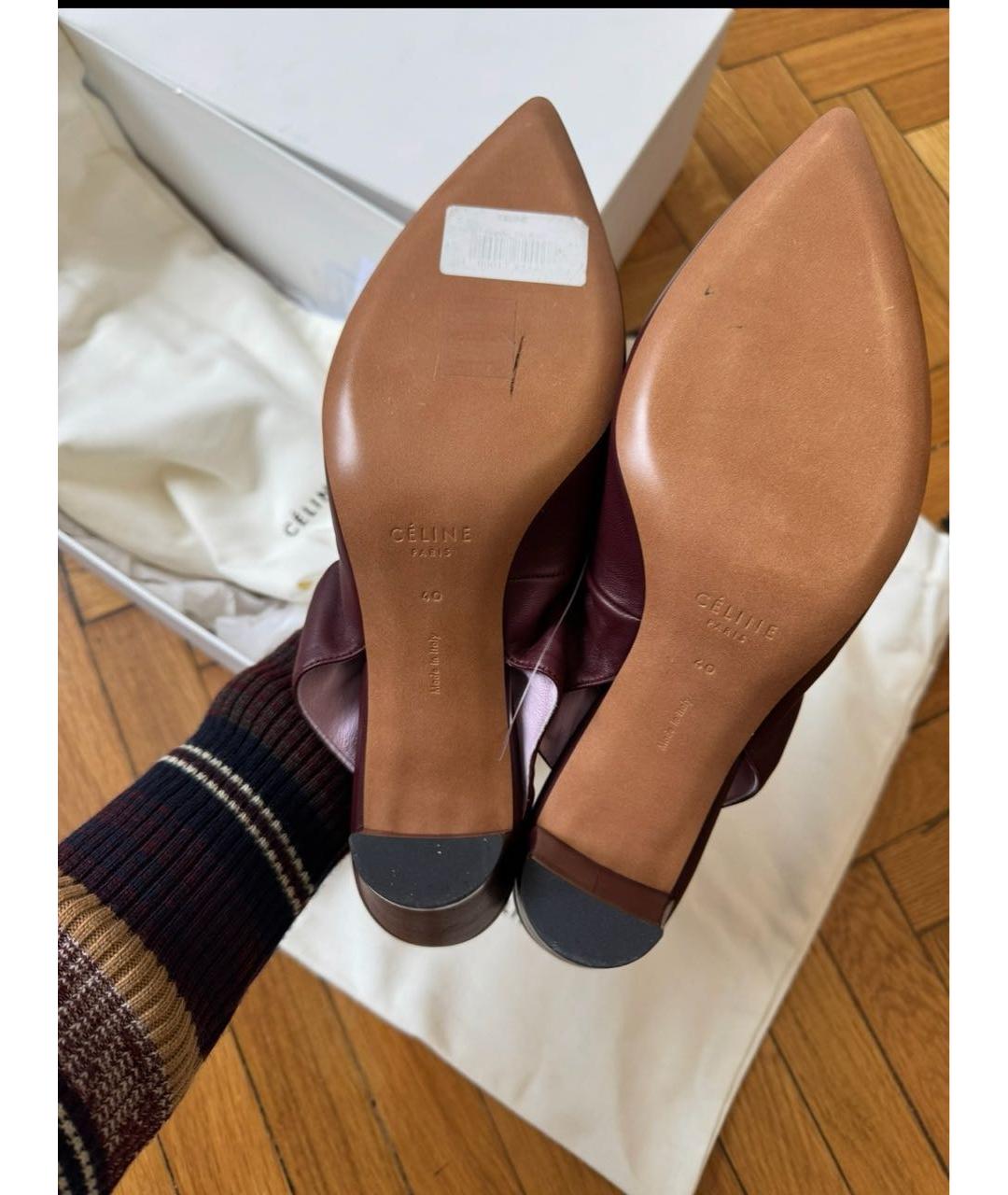 CELINE Бордовые кожаные туфли, фото 7