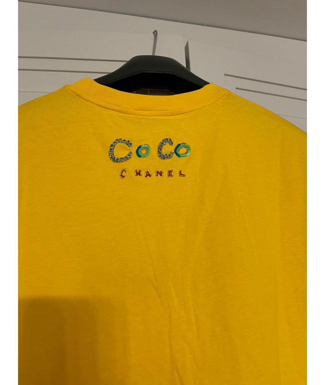 CHANEL Желтая хлопковая футболка, фото 6