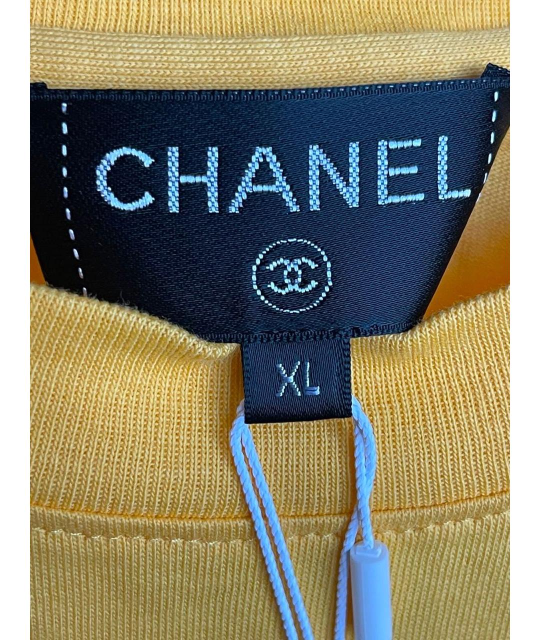 CHANEL Желтая хлопковая футболка, фото 3