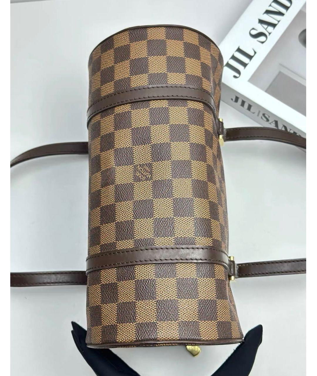 LOUIS VUITTON Коричневая кожаная сумка с короткими ручками, фото 4